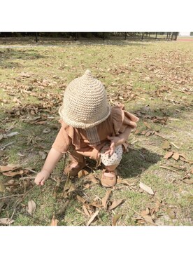 「apres les cours（アプレレクール）のアイテム（バレエシューズ）」を使った、ﾏﾒӦさん（キッズ・80cm）の秋コーディネート