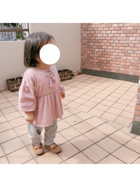 「apres les cours（アプレレクール）のアイテム（バレエシューズ）」を使った、ﾏﾒӦさん（キッズ・80cm）の秋コーディネート
