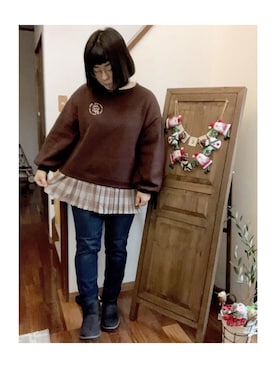 「アベイル」｜「アイテム（スウェット）」を使った、ﾏﾒӦさん（レディース・154cm）の冬コーディネート
