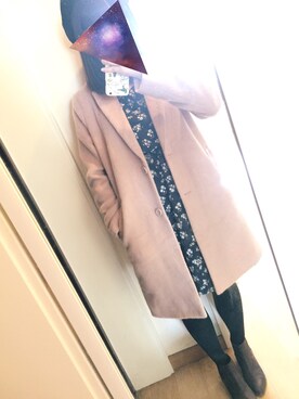 「AS KNOW AS PINKY（アズノゥアズピンキー）のアイテム（チェスターコート）」を使った、Kakuさん（レディース・158cm）の秋コーディネート
