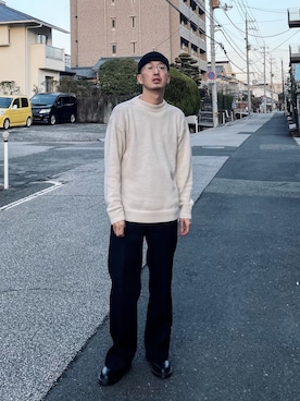 「BOTTER（ボッター）のアイテム（パンツ）」を使った、massuさん（メンズ・174cm）の冬コーディネート