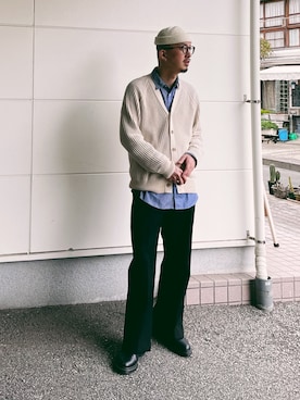 「BOTTER（ボッター）のアイテム（パンツ）」を使った、massuさん（メンズ・174cm）の冬コーディネート