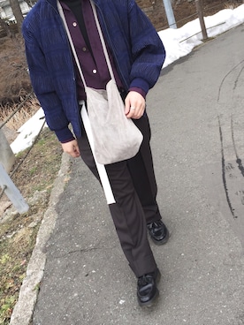 「ISSEY MIYAKE（イッセイミヤケ）のアイテム（ブルゾン）」を使った、poolさん（メンズ・163cm）の春コーディネート
