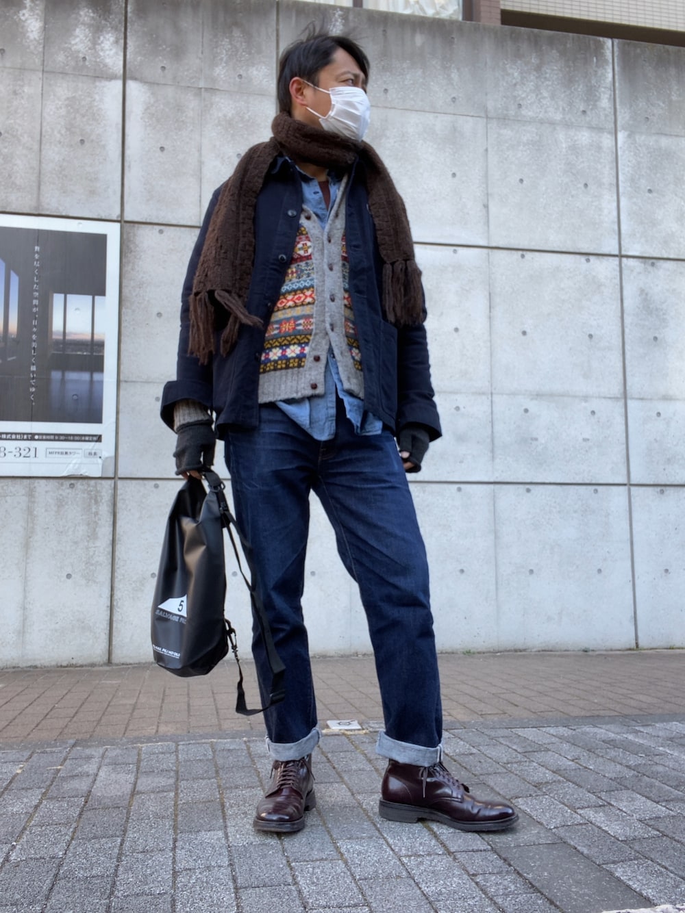 「今日のコーデ、オトナカジュアル、革靴、大人コーデ、デニムパンツ、ニット」｜「ALDENのアイテム（ブーツ、その他）」を使った、manpou1984さん（メンズ・175cm）の冬コーディネートの1枚目の写真