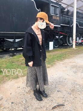 「Samansa Mos2 blue（サマンサモスモスブルー）のアイテム（スカート）」を使った、nyago.◡̈さん（レディース・155cm・30代）の秋コーディネート