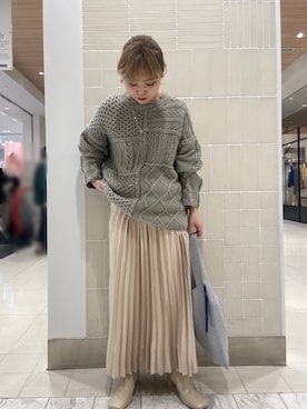 「ケーブルニット」｜「アイテム（その他シューズ）」を使った、chisatotakemotoさん（レディース・153cm）の冬コーディネート