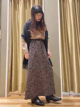 「ケーブルニット」｜「アイテム（ブーティ）」を使った、Satoriさん（レディース・155cm）の秋コーディネート