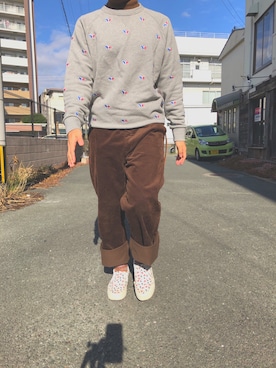 「メゾン キツネ(MAISON KITSUNE)」｜「アイテム（シューズ）」を使った、calakumaさん（メンズ・166cm）の冬コーディネート