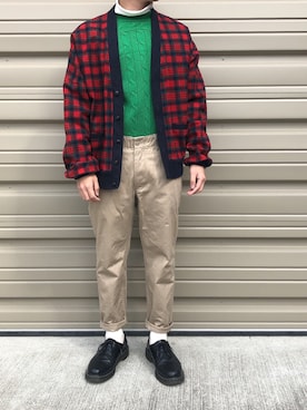 「MR.GENTLEMAN（ミスタージェントルマン）のアイテム（チノパンツ）」を使った、calakumaさん（メンズ・165cm）の春コーディネート