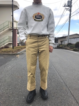 「ADER error（アーダーエラー）のアイテム（チノパンツ）」を使った、calakumaさん（メンズ・165cm）の春コーディネート