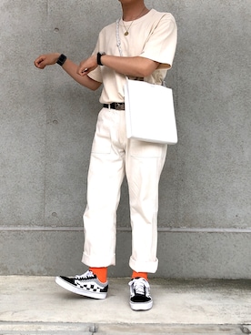 「DANTON（ダントン）のアイテム（チノパンツ）」を使った、calakumaさん（メンズ・165cm）の夏コーディネート
