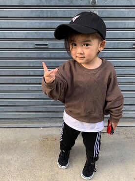 「Guess（ゲス）のアイテム（キャップ）」を使った、oh-chanさん（キッズ・100cm）の秋コーディネート