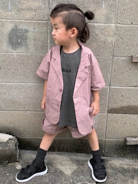 「アイテム（セットアップ、ピンク系）」を使った、oh-chanさん（キッズ・100cm）の夏コーディネート