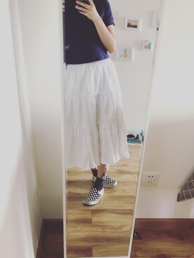「VANS（バンズ）のアイテム（スニーカー、ブラック系）」を使った、笑暮_さん（レディース・158cm）の夏コーディネート