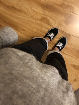 「VANS（バンズ）のアイテム（スニーカー、ブラック系）」を使った、笑暮_さん（レディース・158cm）の秋コーディネート