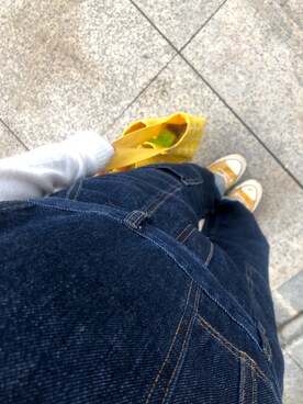 「CONVERSE（コンバース）のアイテム（スニーカー、ゴールド系）」を使った、笑暮_さん（レディース・158cm）の秋コーディネート