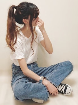 「Hanes」｜「アイテム（その他）」を使った、aikoさん（レディース・165cm）の春コーディネート