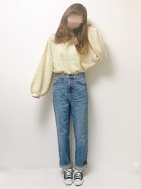 「ハイウエストストレートジーンズ」｜「アイテム（その他）」を使った、aikoさん（レディース・165cm）の秋コーディネート