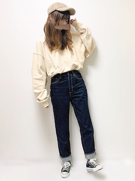 「ハイウエストストレートジーンズ」｜aikoさん（レディース・165cm）の冬コーディネート