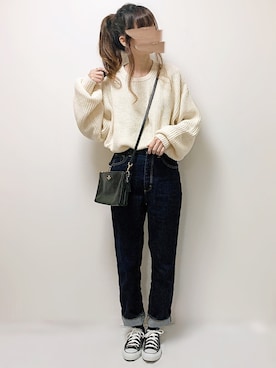 「ハイウエストストレートジーンズ」｜aikoさん（レディース・165cm）の冬コーディネート