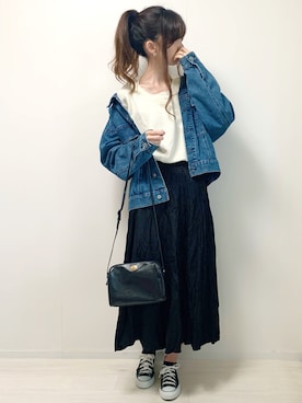 「ワッフル」｜「アイテム（デニムジャケット）」を使った、aikoさん（レディース・165cm）の春コーディネート