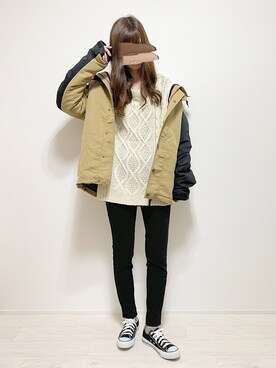 「GRL（グレイル）のケーブル編みニットトップス（ニット/セーター）」を使った、aikoさん（レディース・165cm）の秋コーディネート