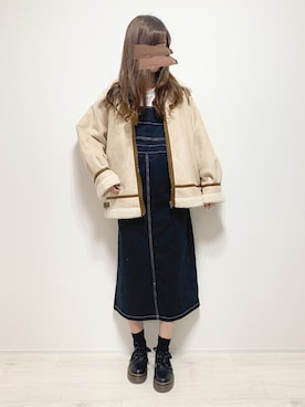 「moment+（モーメントプラス）のアイテム（ムートンコート）」を使った、aikoさん（レディース・165cm）の冬コーディネート