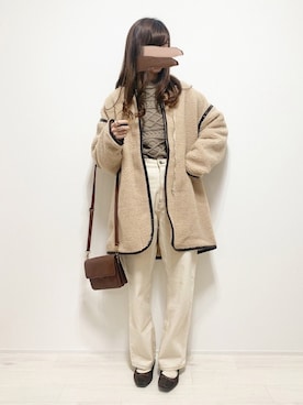 「パイピングコート」｜「アイテム（ノーカラージャケット）」を使った、aikoさん（レディース・165cm）の冬コーディネート