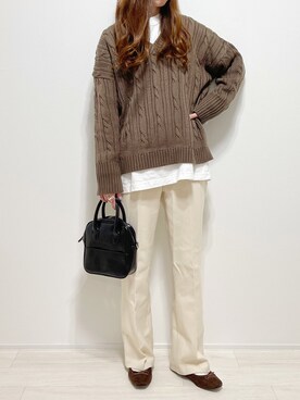 「クルーネック」｜「アイテム（その他）」を使った、aikoさん（レディース・165cm）の春コーディネート