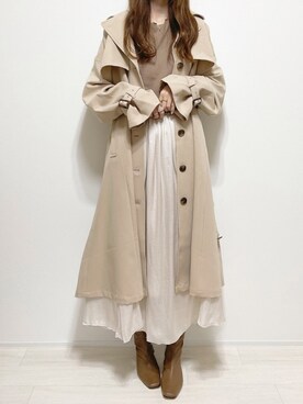 「one after another NICE CLAUP（ワンアフターアナザーナイスクラップ）のアイテム（トレンチコート）」を使った、aikoさん（レディース・165cm）の春コーディネート