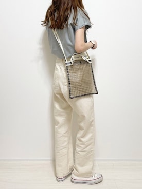 「classicalelf（クラシカルエルフ）のさらり滑らか。綿100％、シンプルフレンチシルケットトップス（Tシャツ/カットソー）」を使った、aikoさん（レディース・165cm）の夏コーディネート