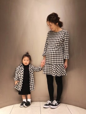 「アイテム（シャツワンピース）」を使った、kanon&riiさん（キッズ・90cm）の春コーディネート