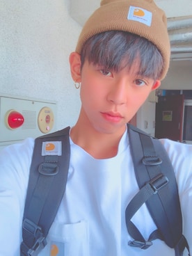 「アイテム（ニットキャップ/ビーニー、ブラウン系）」を使った、masakunさん（メンズ・169cm）の冬コーディネート