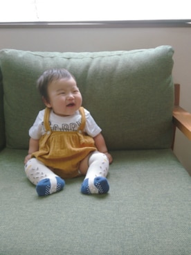 「アイテム（サロペット/オーバーオール、イエロー系）」を使った、yucchaさん（キッズ・100cm）の春コーディネート