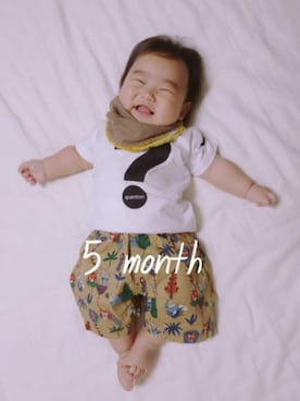 「A BAG OF CHIPS（アバッグオブチップス）のアイテム」を使った、yucchaさん（キッズ・70cm）の春コーディネート