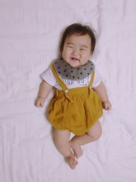 「アイテム（サロペット/オーバーオール、イエロー系）」を使った、yucchaさん（キッズ・100cm）の夏コーディネート