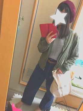 「おでかけ」｜「アイテム（MA-1）」を使った、みかさん（レディース・163cm）の秋コーディネート