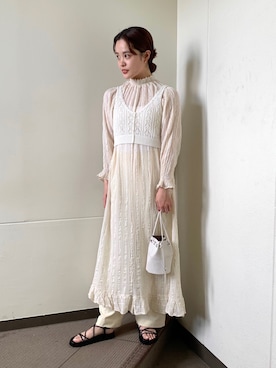 「ニットキャミソール」｜「アイテム（ワンピース/ドレス）」を使った、chieriさん（レディース・162cm）の春コーディネート
