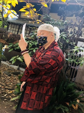 「着物」｜「アイテム（その他アウター）」を使った、お着物大好きボブ山さん（メンズ・180cm）の冬コーディネート