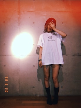 「ストリートカジュアル」｜「アイテム（ハンチング/ベレー帽）」を使った、あおにゃんさん（レディース・161cm）の夏コーディネート