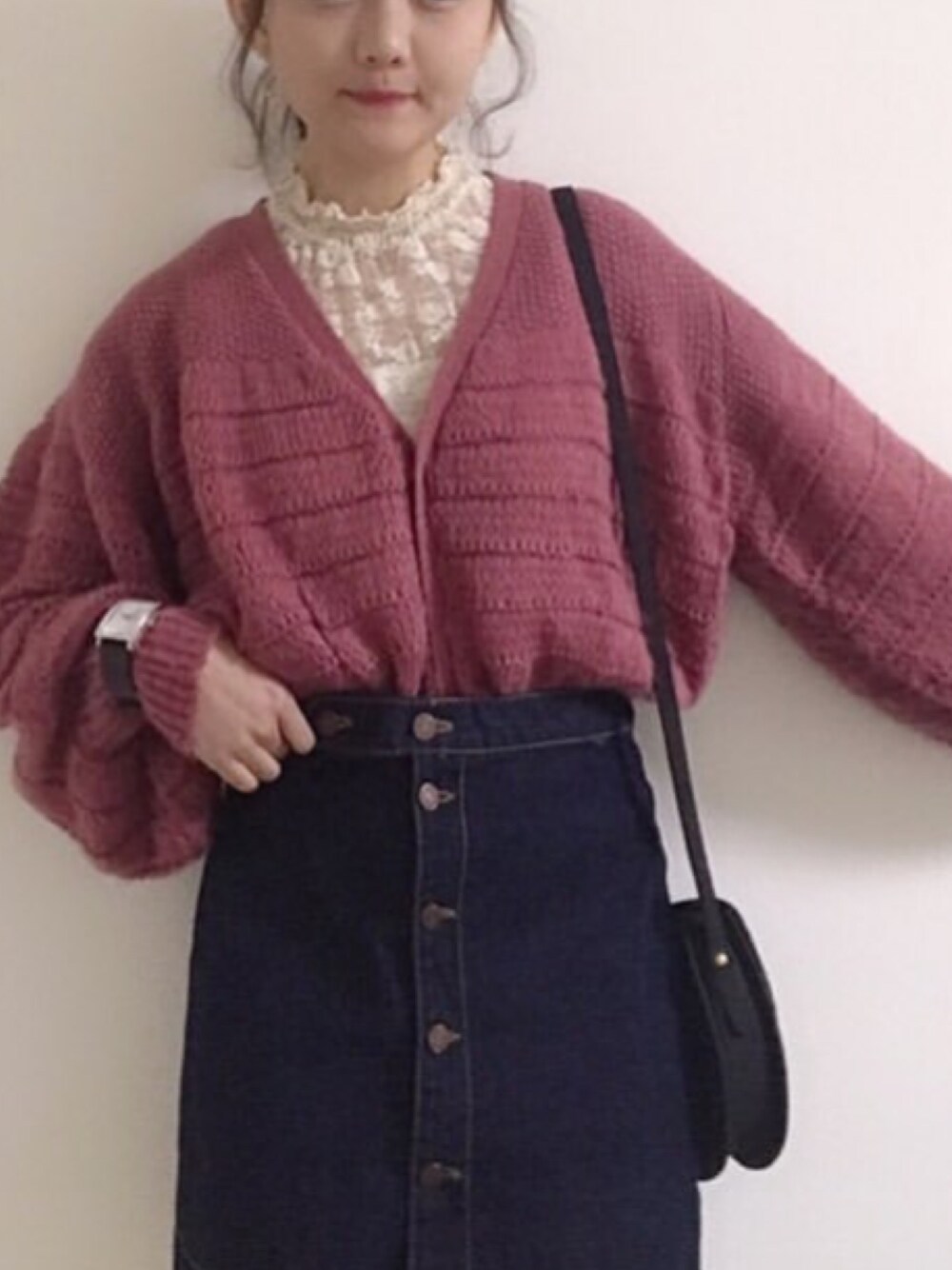 「UNIQLOのアイテム（ノーカラージャケット、ピンク系）」を使った、記録用さん（レディース・165cm）の春コーディネートの1枚目の写真