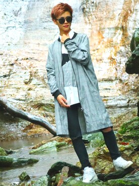 「ZARA（ザラ）のアイテム（ナイロンジャケット）」を使った、ラヴィさん（メンズ・179cm）の秋コーディネート