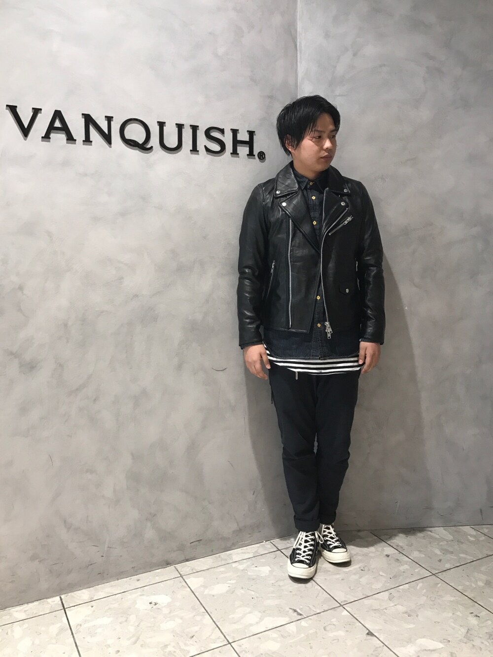 VANQUISH レザー ライダースジャケットジャケット/アウター