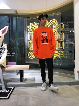 「FR2（エフアールツー）のアイテム（キャップ）」を使った、SHUNさん（メンズ・169cm）の春コーディネート