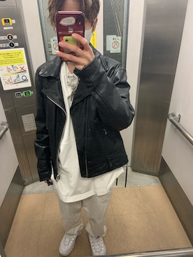 「Harley-Davidson（ハーレーダビッドソン）のアイテム（ジャケット/アウター）」を使った、Yuto_kgインスタフォローお願い！さん（メンズ・160cm）の冬コーディネート