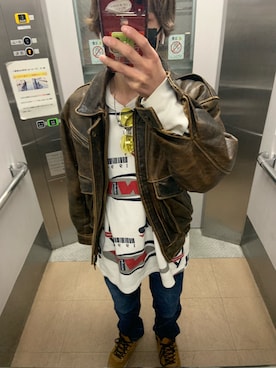 「Harley-Davidson（ハーレーダビッドソン）のアイテム（ジャケット/アウター）」を使った、Yuto_kgインスタフォローお願い！さん（メンズ・160cm）の冬コーディネート