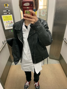「Harley-Davidson（ハーレーダビッドソン）のアイテム（ジャケット/アウター）」を使った、Yuto_kgインスタフォローお願い！さん（メンズ・160cm）の冬コーディネート