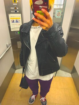 「Harley-Davidson（ハーレーダビッドソン）のアイテム（ジャケット/アウター）」を使った、Yuto_kgインスタフォローお願い！さん（メンズ・160cm）の冬コーディネート
