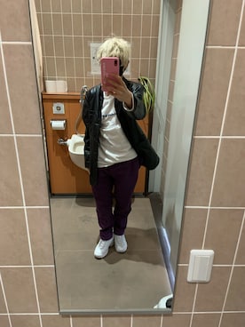 「アイテム（ライダースジャケット）」を使った、Yuto_kgインスタフォローお願い！さん（メンズ・160cm・10代）の春コーディネート