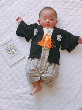 「アイテム（ロンパース、ブラック系）」を使った、GAKUさん（キッズ・70cm）の冬コーディネート